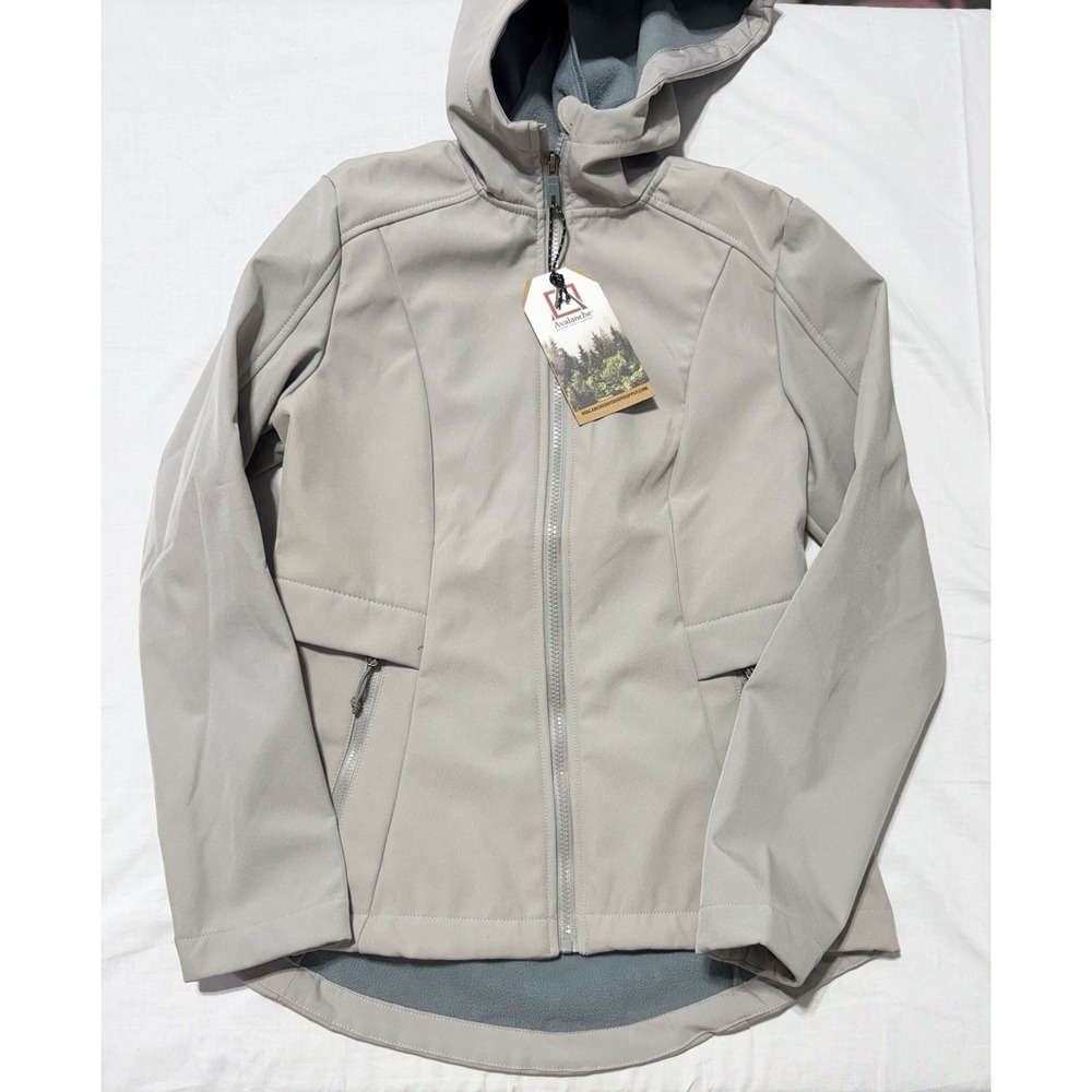 NWT Avalanche Outdoor Supply Womens Softshell Jacket Small Beige Hooded Fleece